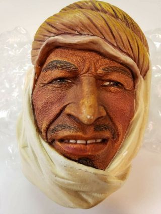 2 Vintage Bossons type Chalk Heads Middle Eastern Looking Men Made in England 2
