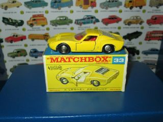 Matchbox Lesney 33 Lamborghini Miura P400 Shiny Paint Nc W/original Box