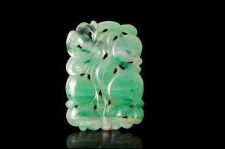 Antique Chinese Carved Apple Green Jadeite Jade Fruit Amulet Pendant D119 - 07