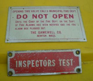 Vintage Porcelain Inspectors Test Fire Sprinkler Sign The Gamewell Metal Sign