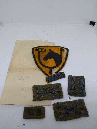 WW2 US Army Cavalry Officers Bullion Uniform Insignia & 61st Cavalry Patch Group 3