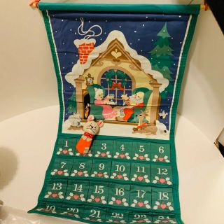 1987 Vintage Avon Cloth Advent Calendar Countdown To Christmas With Mouse 3