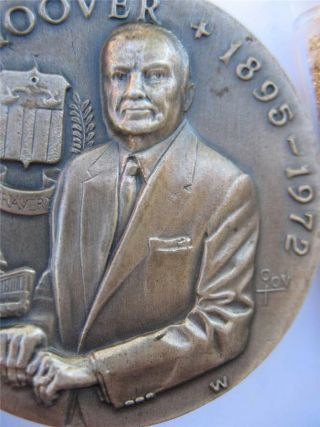 1& 7/8.  Oz Longines Sterling Silver Fbi Chief J Edgar Hoover 3d Relief Coin,  Gold
