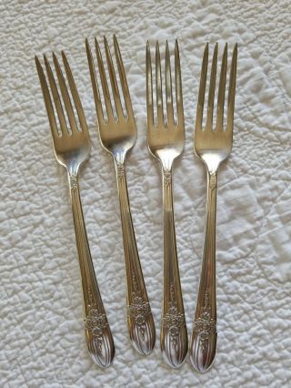 4 Wm Rogers Mfg Co Extra Plate Rogers Triumph 1941 Dinner Forks Exc
