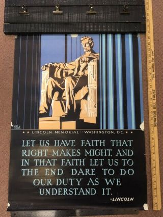 Ww2 Propaganda Poster - " Lincoln Memorial & Quote " - 20x27