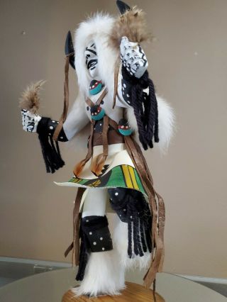 Vintage Signed Kachina Native Doll Dancing Feathers Juanita Clark White Buffalo