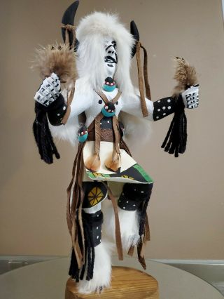 Vintage Signed Kachina Native Doll Dancing Feathers Juanita Clark White Buffalo 2