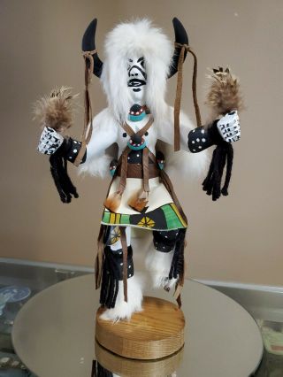 Vintage Signed Kachina Native Doll Dancing Feathers Juanita Clark White Buffalo 3