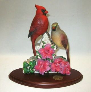 National Wild Turkey Federation Double Cardinal Birds Flowers Sculpture Figurine