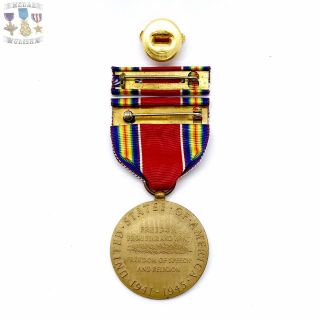 WORLD WAR II US VICTORY MEDAL RIBBON BAR HONORABLE DISCHARGE LAPEL PIN WW2 SN 59 3