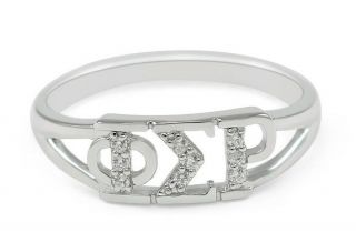 Phi Sigma Rho Sterling Silver Ring With Simulated Diamonds,