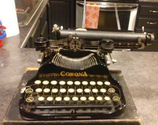 Antique Corona Standard Folding Portable Typewriter No.  3 W/case See Desc