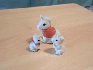 Set Of 3 Vintage White Miniature Unicorn Unicorns Figurines Porcelain Cute