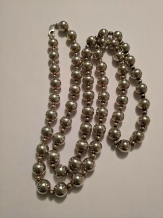 Vintage Sterling Bead Necklace 31 1/2 " Long 63 Grams