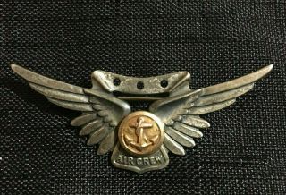Vintage Wwii Ww2 Era U.  S.  Air Crew Sterling Silver Pin -