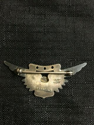 VINTAGE WWII WW2 era U.  S.  Air Crew Sterling Silver Pin - 3