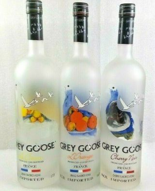 Grey Goose Vodka Empty Dummy Bottle 1liter Bar Display Cork Cap 3 Bottles