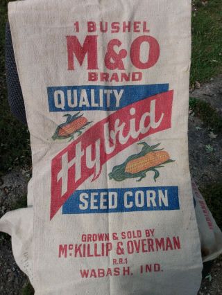 Vintage M&o Brand Quality Hybrid Seed Corn Bag Wabash Indiana