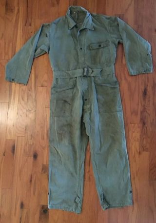 Wwii Us Army Herring Bone Twill Coveralls 13 Stars Buttons Size 42r