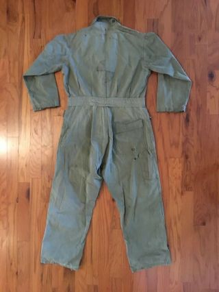 WWII US ARMY Herring Bone Twill Coveralls 13 Stars Buttons Size 42R 2