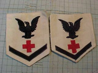Wwii Navy Medic Corpsman Rate Patches - One 1942 Dated