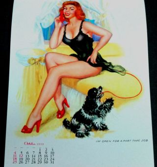 Thompson October 1959 Pinup Calendar Page Im Open For A Part Time Job