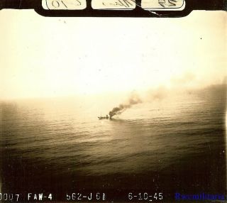 Org.  Photo: Aerial View US Navy PV - 1 Patrol Bomber Attack on Japanese Trawler 2