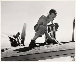 U.  S.  Marine Corp Ground Crew Ready Planes For Combat Missions (2 - Photos) - 1944