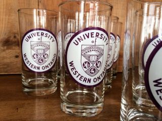 The University of Western Ontario UWO Vintage Set of 8 Tall Drinking Glasses 3