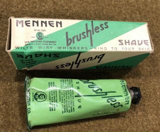 WW2 US ARMY Military TUBE MENNEN BRUSHLESS SHAVING CREAM FOR ARMED FORCES ONLY 2
