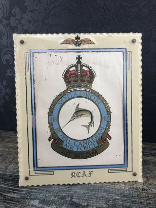 Raf Royal Canadian Air Force Base Squadron 415 Wall Plaque Insignia Logo Vintage