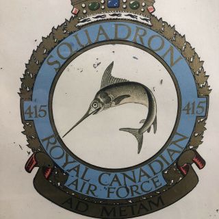 RAF Royal Canadian Air Force Base Squadron 415 Wall Plaque Insignia Logo Vintage 3