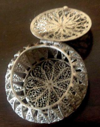 Vintage 925 Sterling Silver Filigree Trinket,  Jewelry,  Pill,  or Gift Box Hinged 3