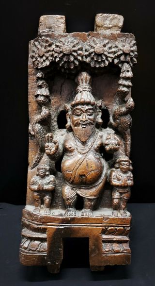 Antique 19th C.  Hand Carved Wooden Hindu Chariot Carving From India