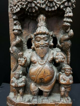 ANTIQUE 19th C.  HAND CARVED WOODEN HINDU CHARIOT CARVING FROM INDIA 2