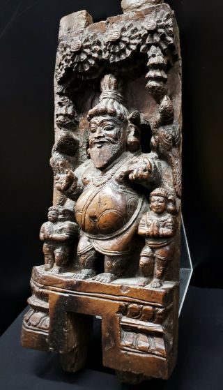 ANTIQUE 19th C.  HAND CARVED WOODEN HINDU CHARIOT CARVING FROM INDIA 3