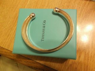 Authentic Tiffany & Co 925 Sterling Silver Mesh Band Cuff Bracelet Twisting Mesh