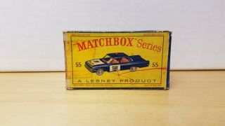 Matchbox LESNEY POLICE PATROL CAR NO.  55 EMPTY BOX 3