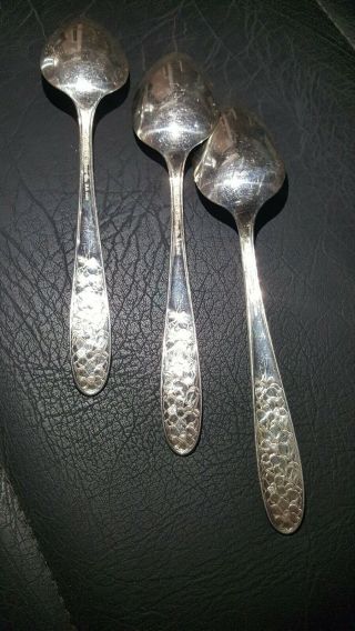 NATIONAL SILVER CO.  NARCISSUS SILVERPLATE ANTIQUE 1935 SERVING SPOON SET OF (3) 3