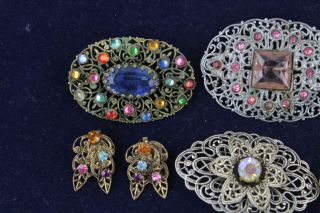 10 x Vintage CZECH Filigree JEWELLERY inc.  Earrings,  Brooches,  Necklace 2