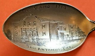 The Alamo 1718 San Antonio Texas Sterling Silver Souvenir Spoon
