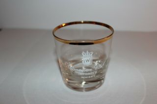 Canadian Club Whisky 9 1/2 Oz " On - The - Rocks " Glasses Gold Trimmed Vintage