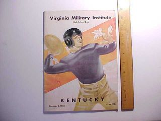 1936 Football Program 36 P.  Kentucky Wildcats Vs.  Virginia Military Institute