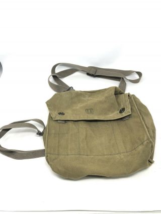 Vintage Military Army Canvas Messenger Bag Across Bobby And Waist Straps