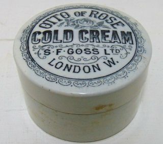 Otto Of Rose Cold Cream Pot Lid & Base - S.  F.  Goss Of London C1910