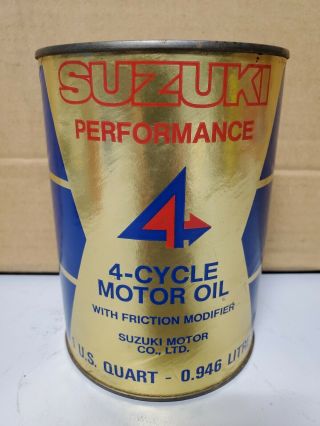 Vintage Suzuki Performance Oil One Quart Can Full 4 Cycle