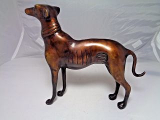 Vintage Cast Brass Bronze Toned Greyhound Whippet Dog Statue Sculpture Figurine