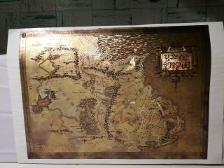 Lord Of The Rings - Middle Earth Map In Gold - 31.  5 X 22.  5