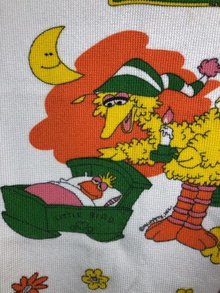 Vintage Sesame Street Big Bird Thermal Baby Crib Blanket Satin Edge 34.  5” x 45” 3