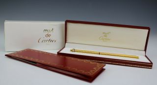 Vtg Must De Cartier Bille Gold Plated Trinity Ball Point Writing Pen W Box Sms